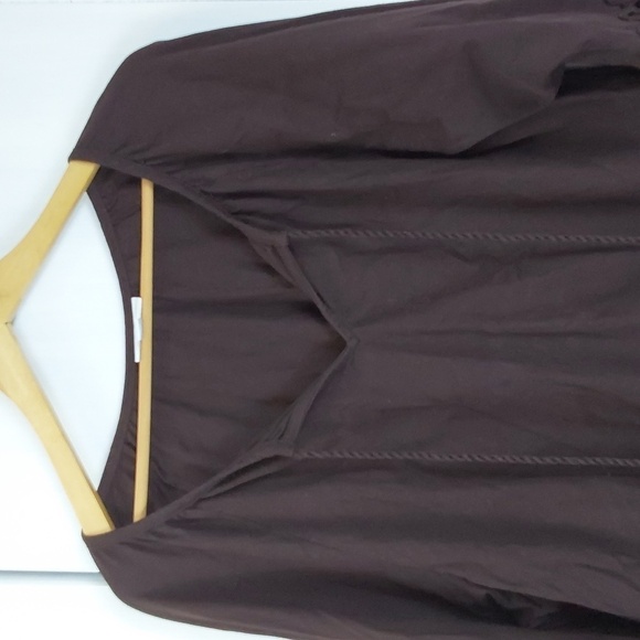 Charter Club Chocolate Brown boho Peasant Tassel Top Eyelets Neutral Sz.2X - Picture 2 of 6